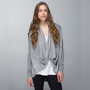 Lululemon Athletica Iconic Wrap Grey Striped Sweater - Size 10